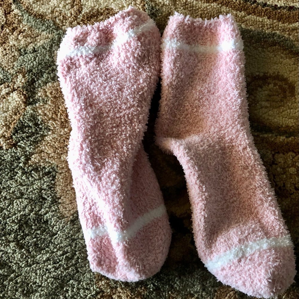 Cozy Pink Fuzzy Crew Socks